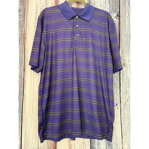 Men's PGA Tour Polo  Purple with Stripes  XL